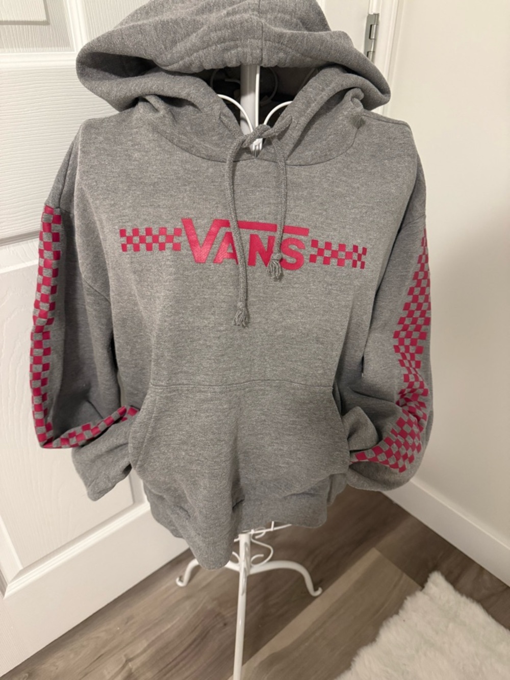 Vans Gray Hoodie with Pink Checker Logo from Vans Mexico City XL